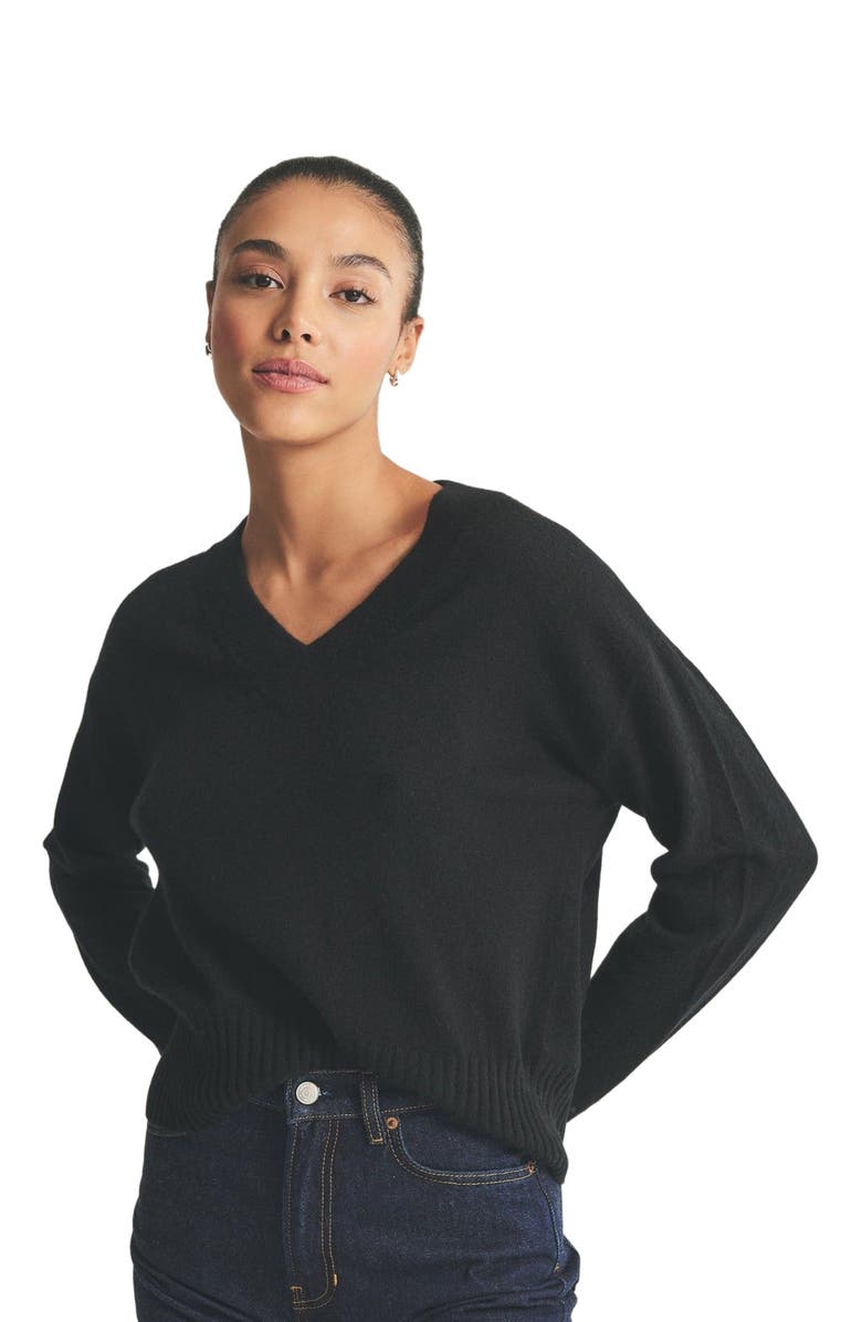 NAADAM Signature Cashmere Classic V-Neck Sweater, Main, color, Black