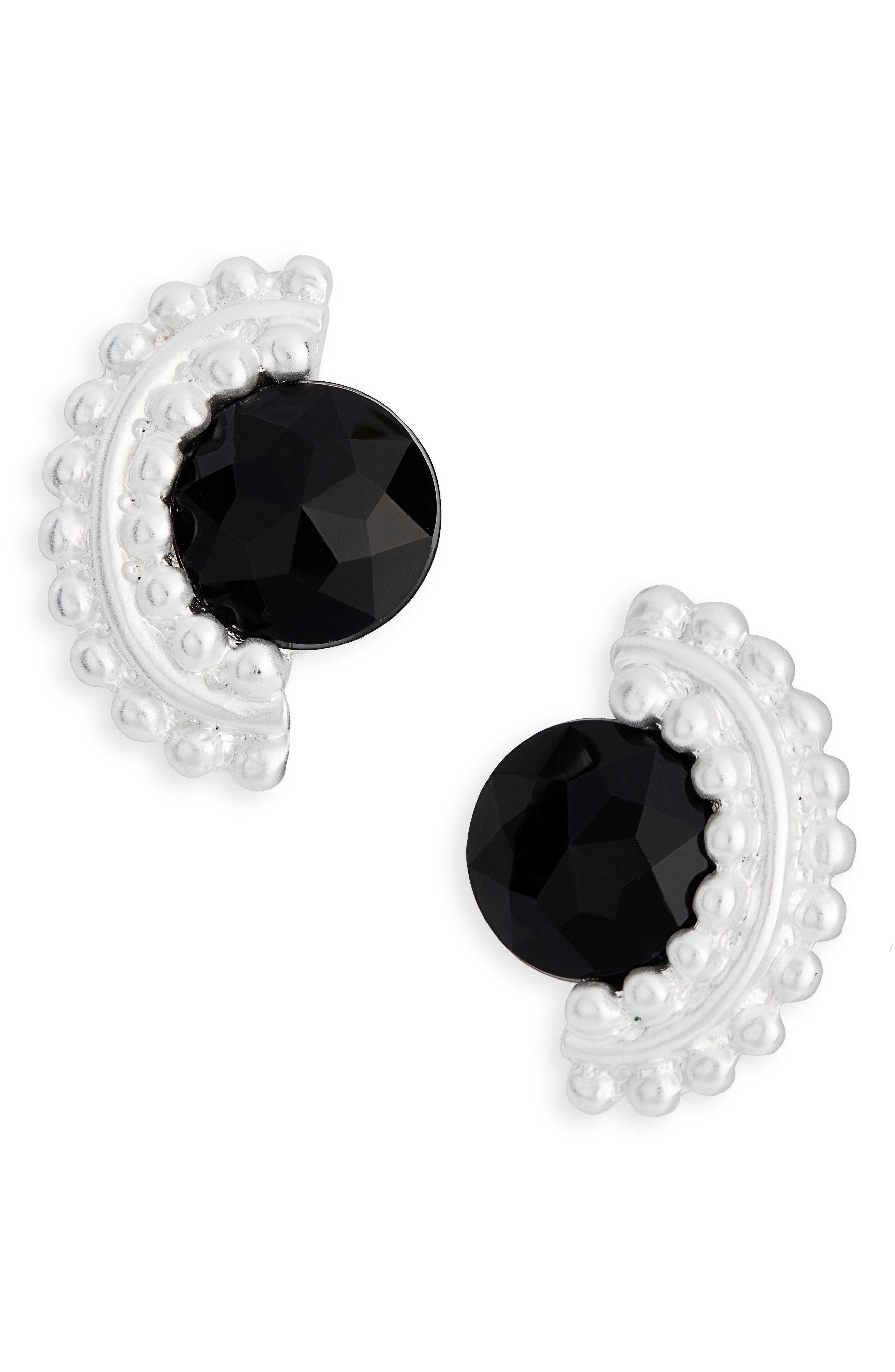 Karine Sultan Black Cubic Zirconia Fan Clip-On Earrings