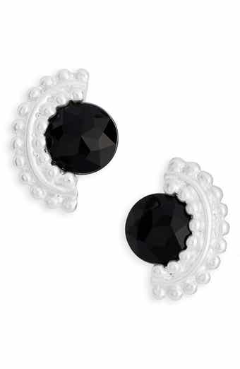 Karine Sultan Black Cubic Zirconia Fan Clip-On Earrings