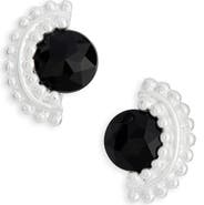 Karine Sultan Black Cubic Zirconia Fan Clip-On Earrings