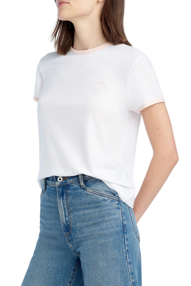 The Collegiate Chest Logo Ringer T-Shirt, Alternate, color, WHITE/ PALE PINK