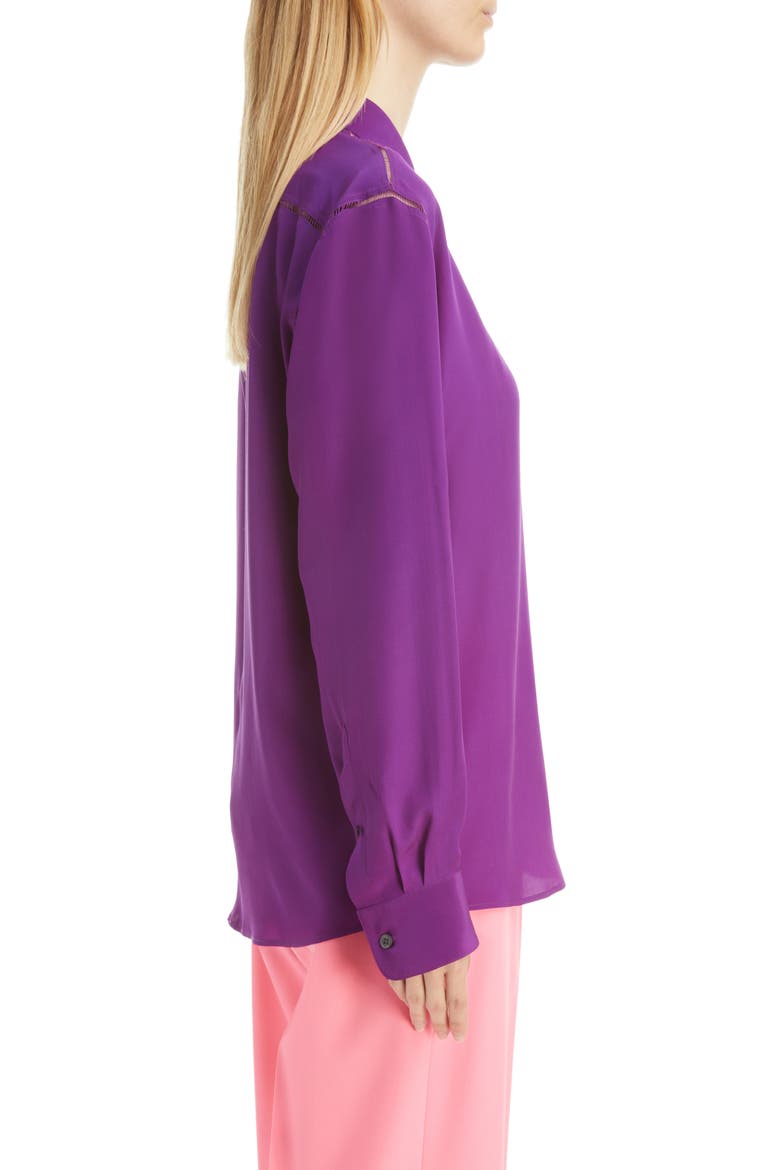 Clavelly Ladder Stitch Silk Blouse, Alternate, color, VIOLET