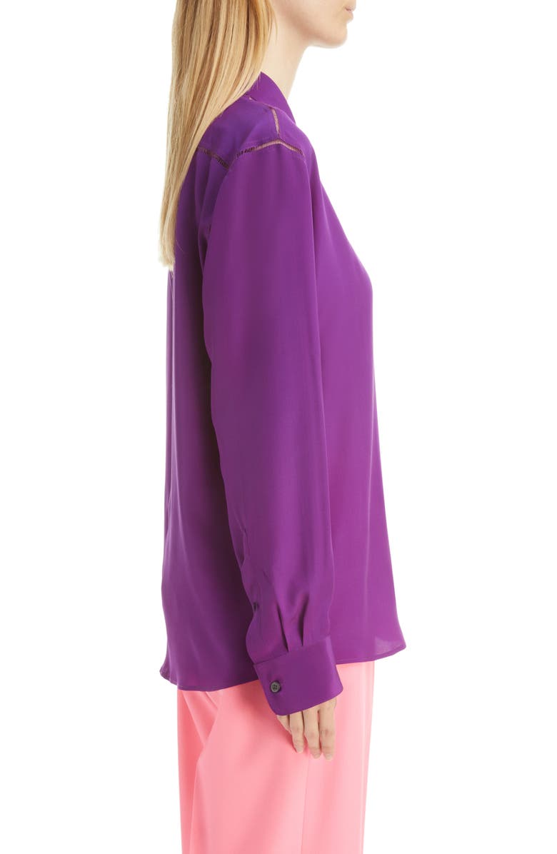 Dries Van Noten Clavelly Ladder Stitch Silk Blouse, Alternate, color,