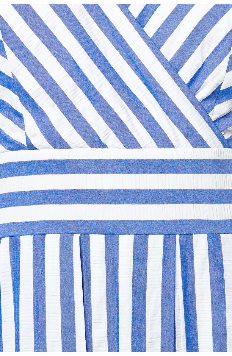 FLYING TOMATO Puff Sleeve Stripe Midi Dress, Alternate, color, 