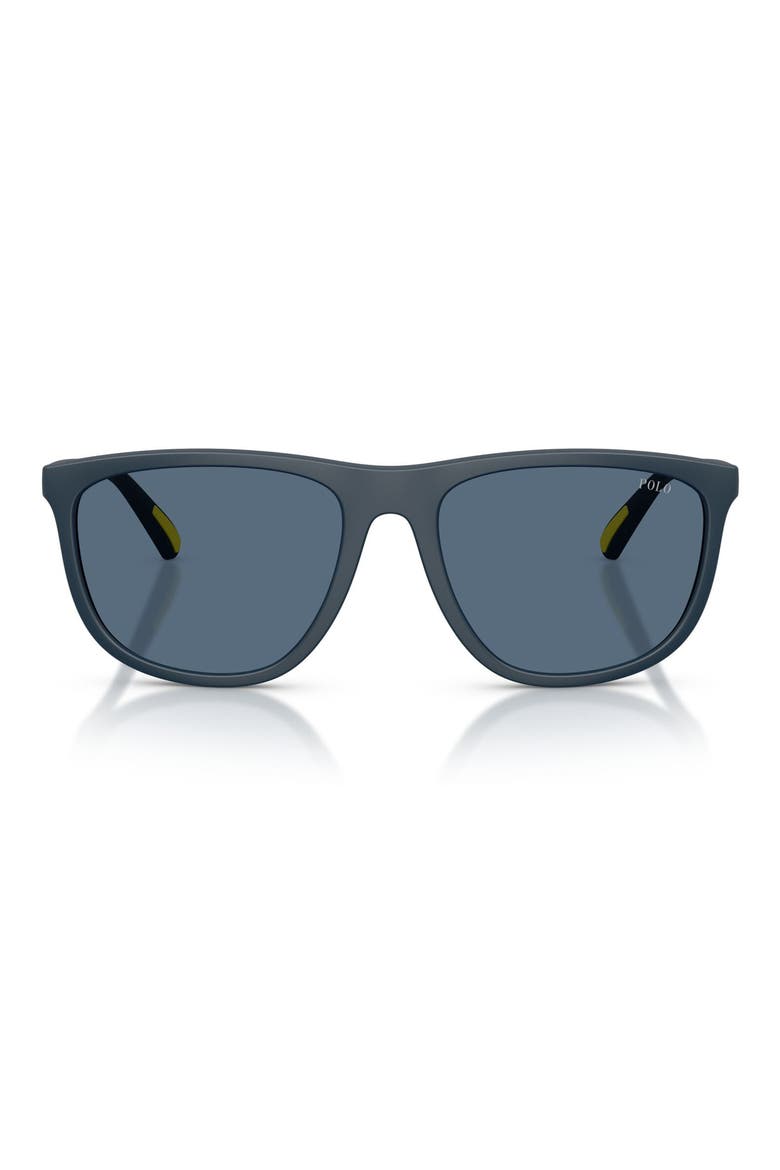 57mm Pillow Sunglasses, Main, color, MATTE NAVY BLUE / DARK BLUE