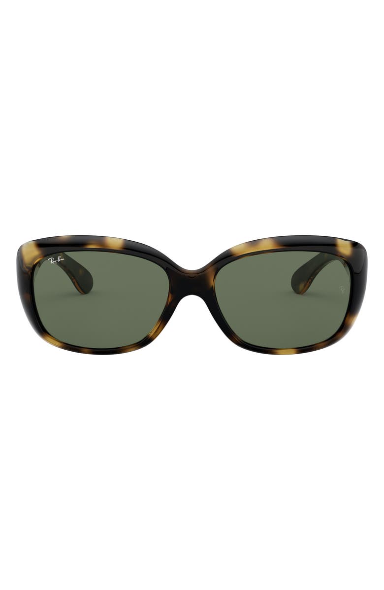 Ray-Ban Jackie Ohh 58mm Cat Eye Sunglasses, Main, color, Lite Havana/ Green Solid