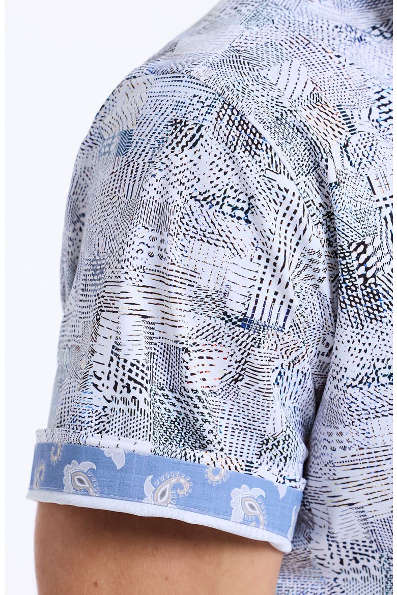 Wrathbone Knit Short Sleeve Button-Up Shirt, Alternate, color, WHITE MULTI