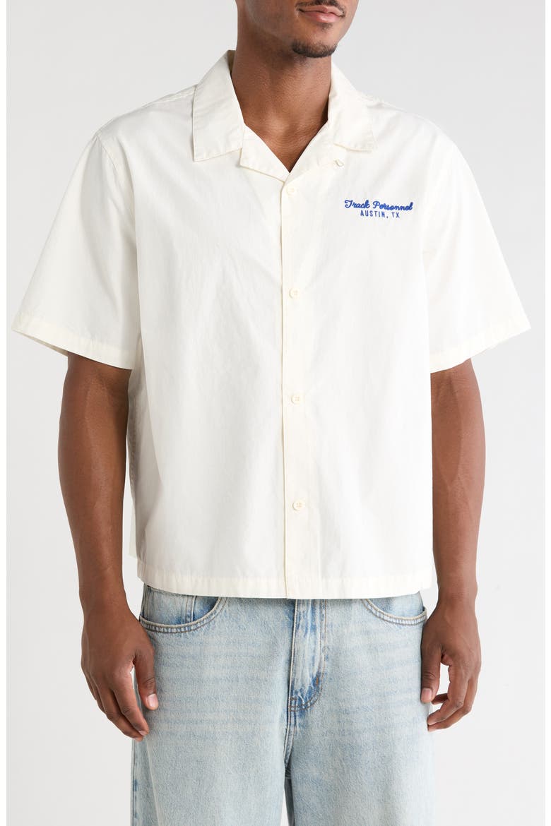 Track Embroidered Cotton Camp Shirt, Main, color, CREAM