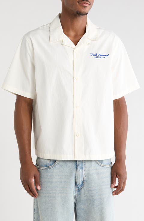 Track Embroidered Cotton Camp Shirt