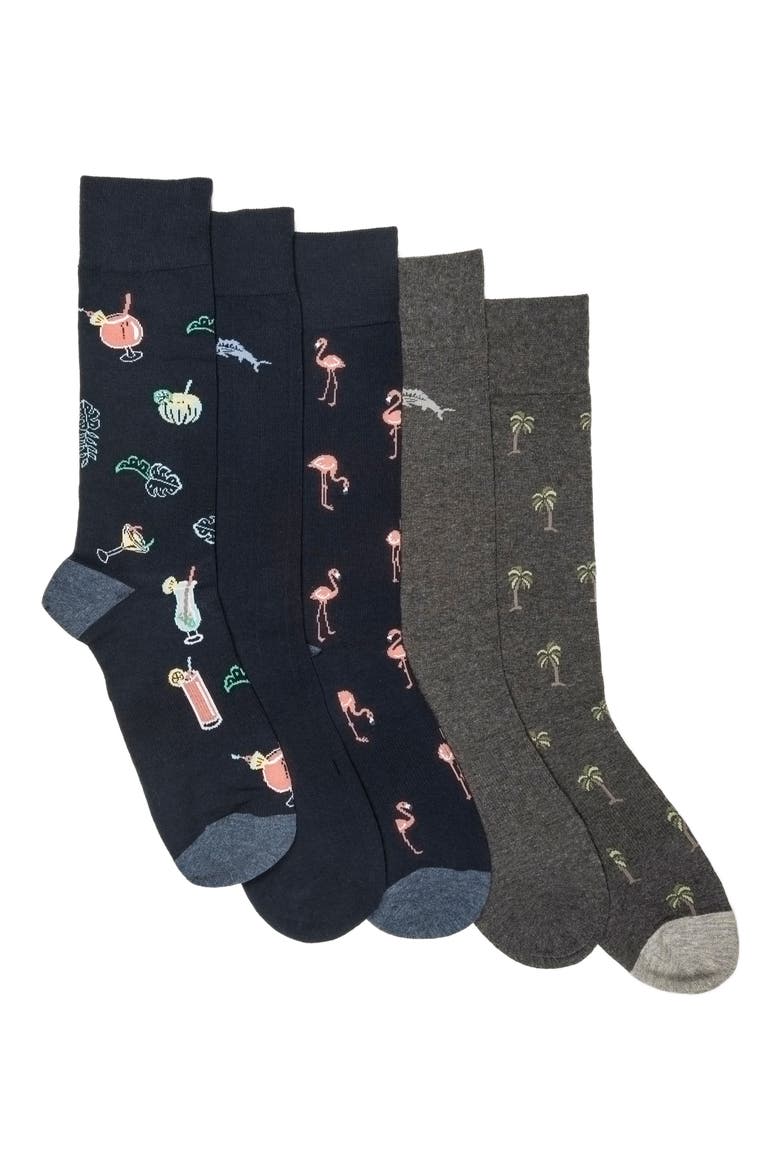 CoolMax® EcoMade 5-Pack Assorted Crew Socks, Main, color, NAVY/CHARCOAL