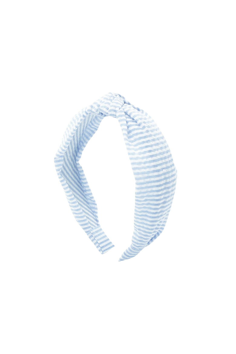 Seersucker Knot Headband, Main, color, Blue/White