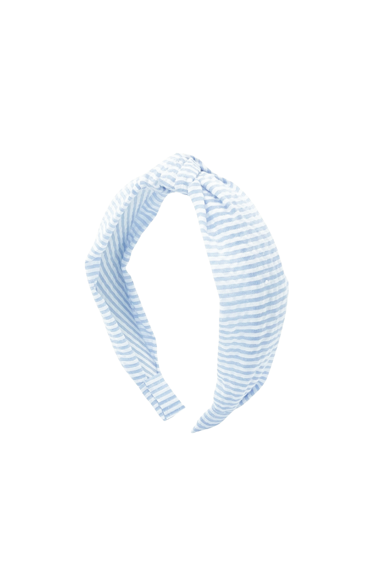 Bits & Bows Seersucker Knot Headband, Main, color, Blue/White