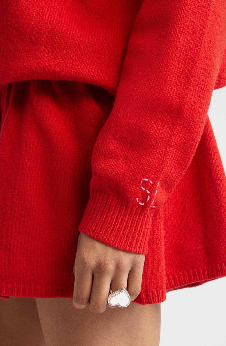 Sandy Liang Kazia Oversize Long Sleeve Sweater Dress, Alternate, color, Red