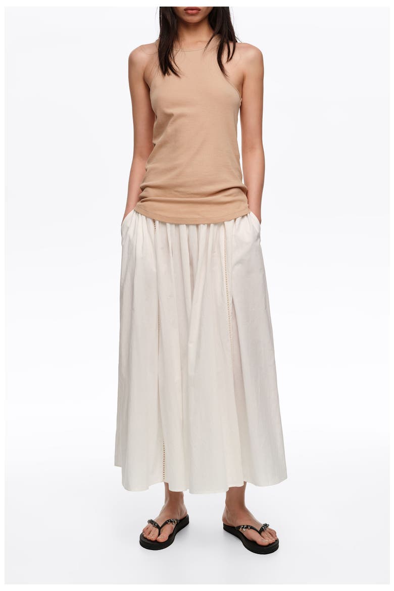 Gathered Voluminous Cotton Skirt, Main, color, WHITE