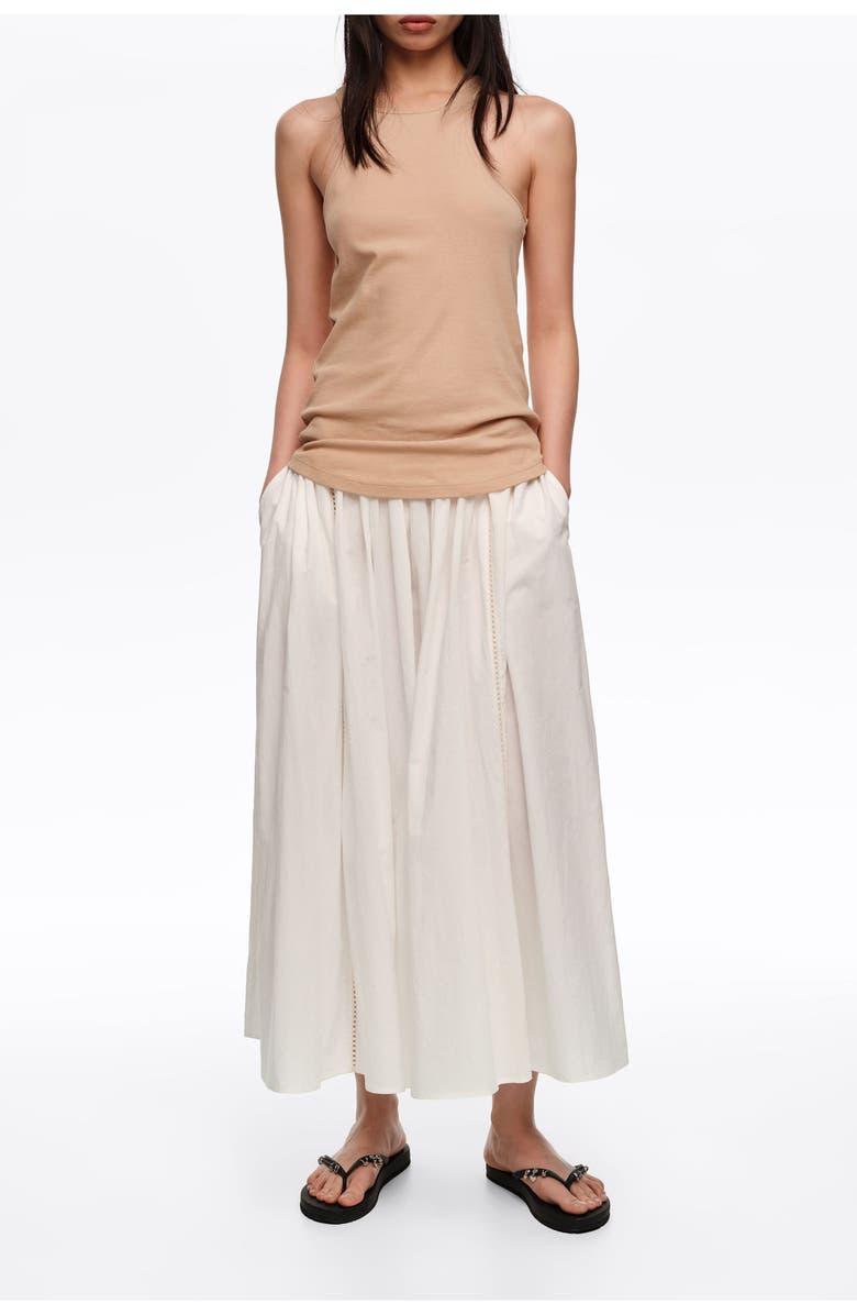 Bimba y Lola Gathered Voluminous Cotton Skirt, Main, color, White