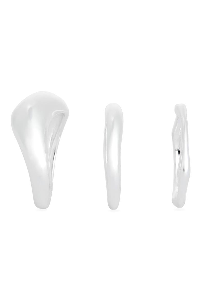 Set of 3 Wavy Rings, Alternate, color, SILVER