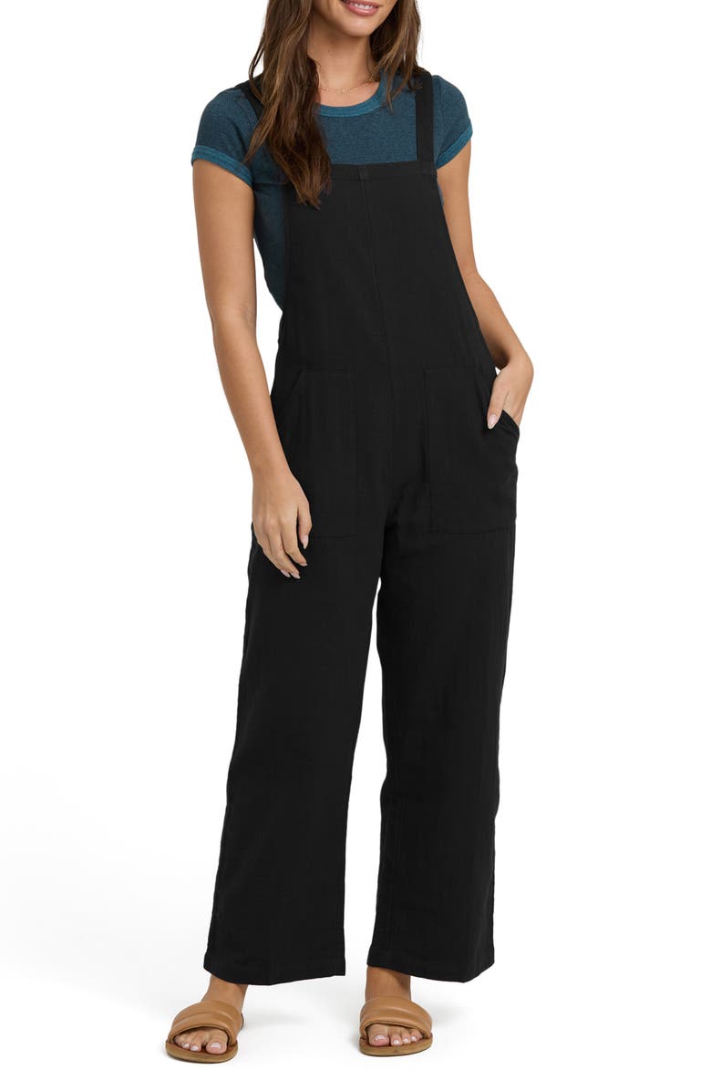 Billabong Pacific Time Cotton Gauze Jumpsuit, Main, color, Black Sands