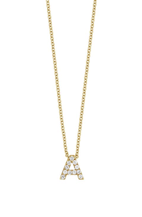 18k Gold Pavé Diamond Initial Pendant Necklace