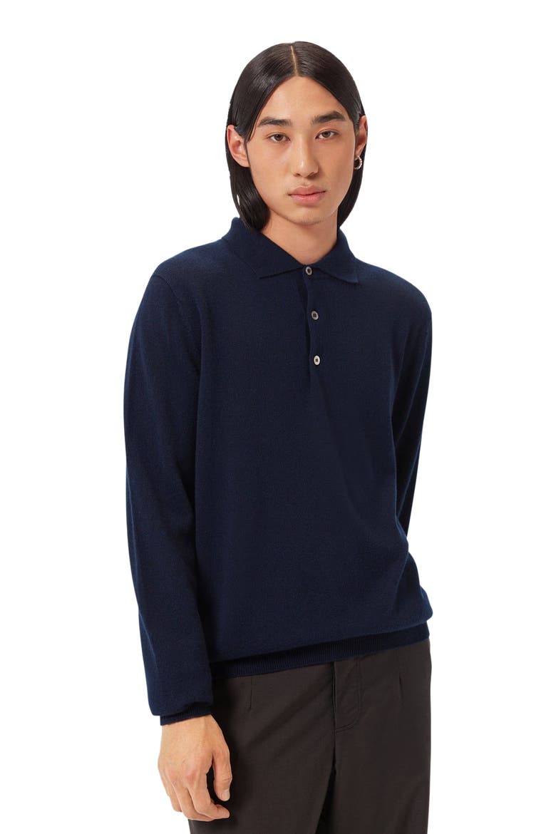 Essential Cashmere Polo Sweater, Alternate, color, crown blue