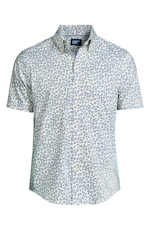 Lands' End Traditional Fit Short Sleeve Travel Kit Shirt In Blue