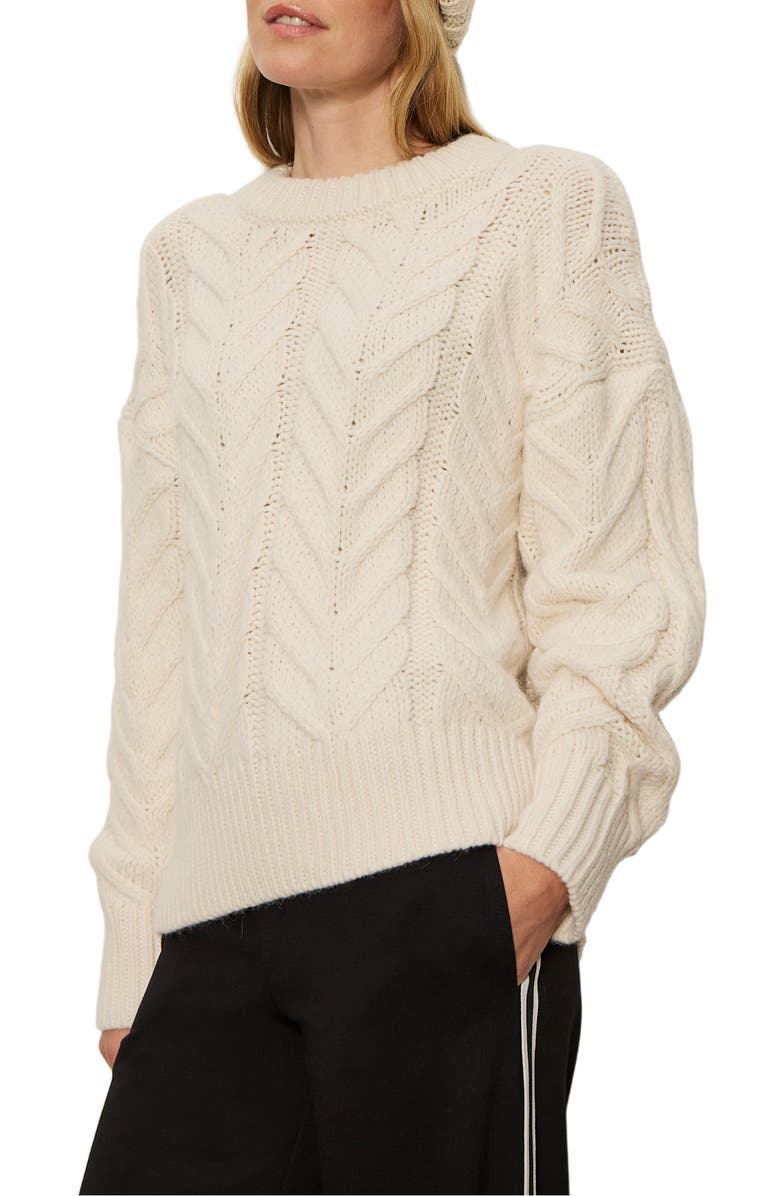 Sanctuary Snow Bunny Statement Cable Stitch Sweater, Alternate, color, Chalk White