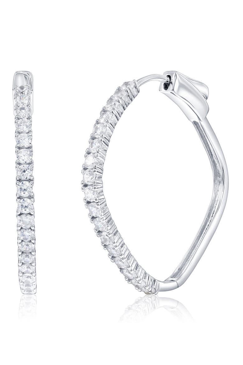 Cubic Zirconia Hoop Earrings, Main, color, SILVER