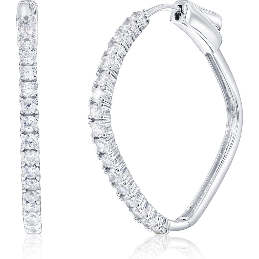 Simona Cubic Zirconia Hoop Earrings In Silver