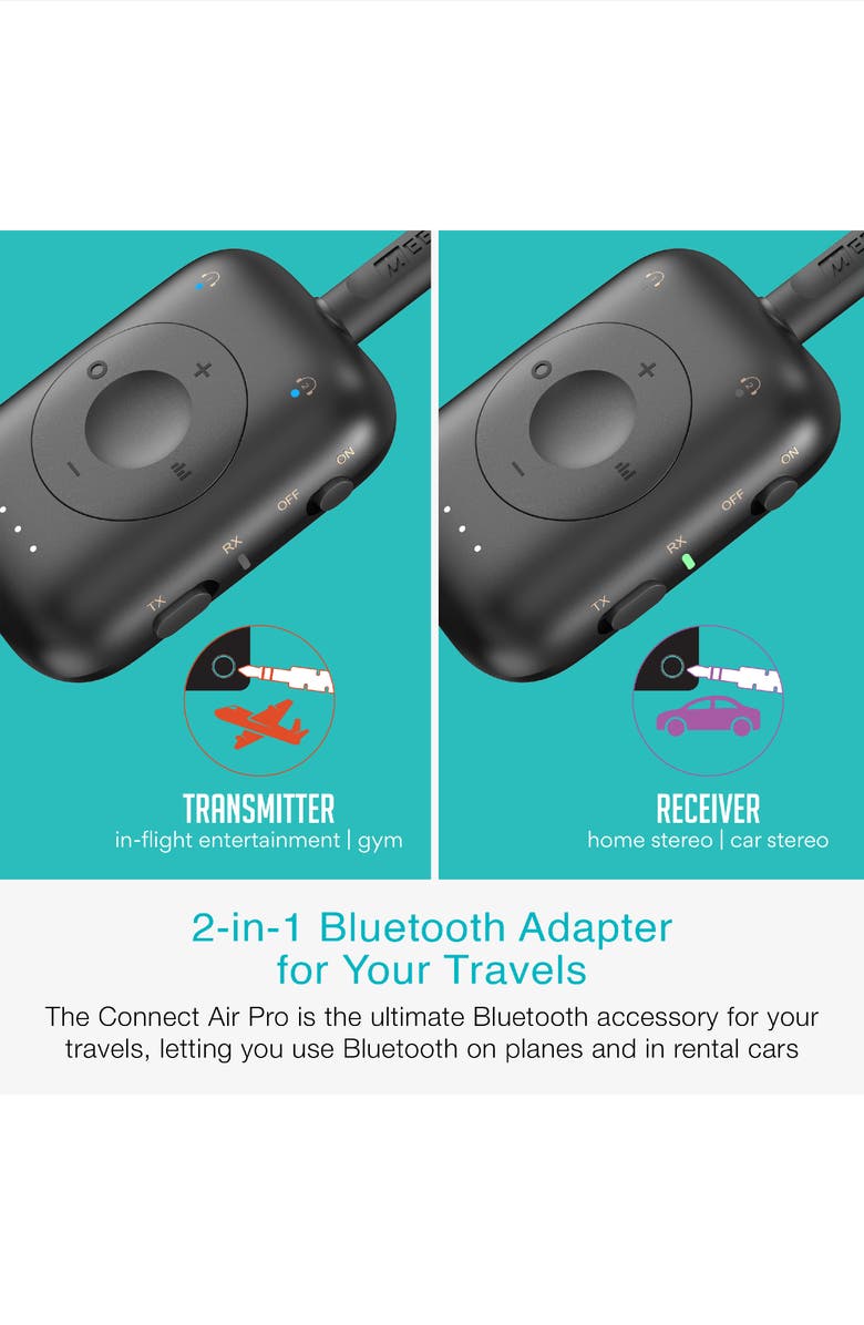 MEE audio Connect Air Pro 2-in-1 Bluetooth Wireless Audio Transmitter & Receiver, Alternate, color, Black