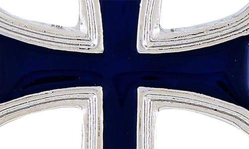 True Religion Enamel Cross Drop Earrings In Silvertone/blue