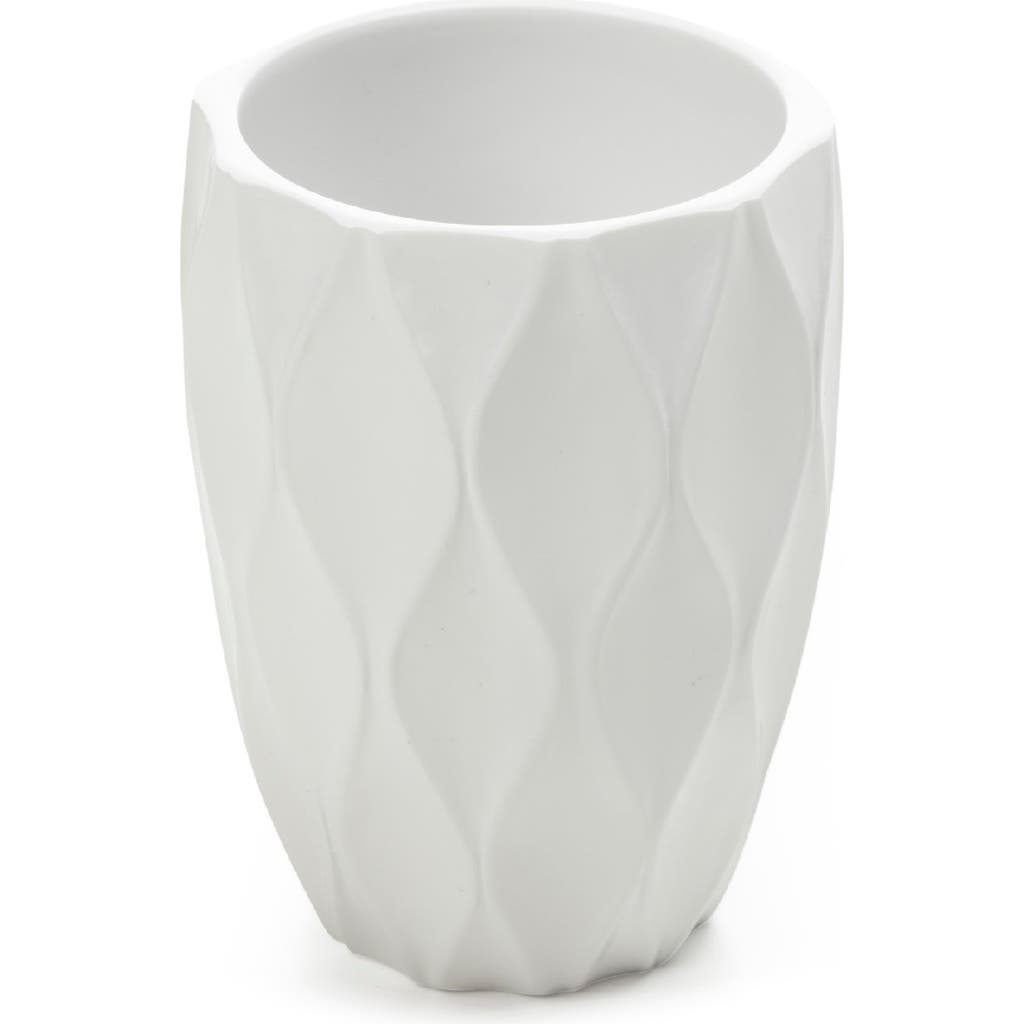 Roselli Trading Company Wave Bathroom Tumbler In White Resin