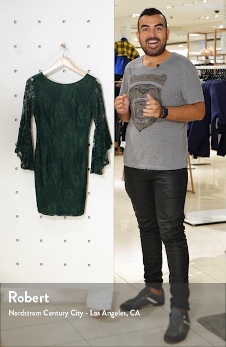 Allure Embroidered Lace Flounce Sleeve Minidress, sales video thumbnail