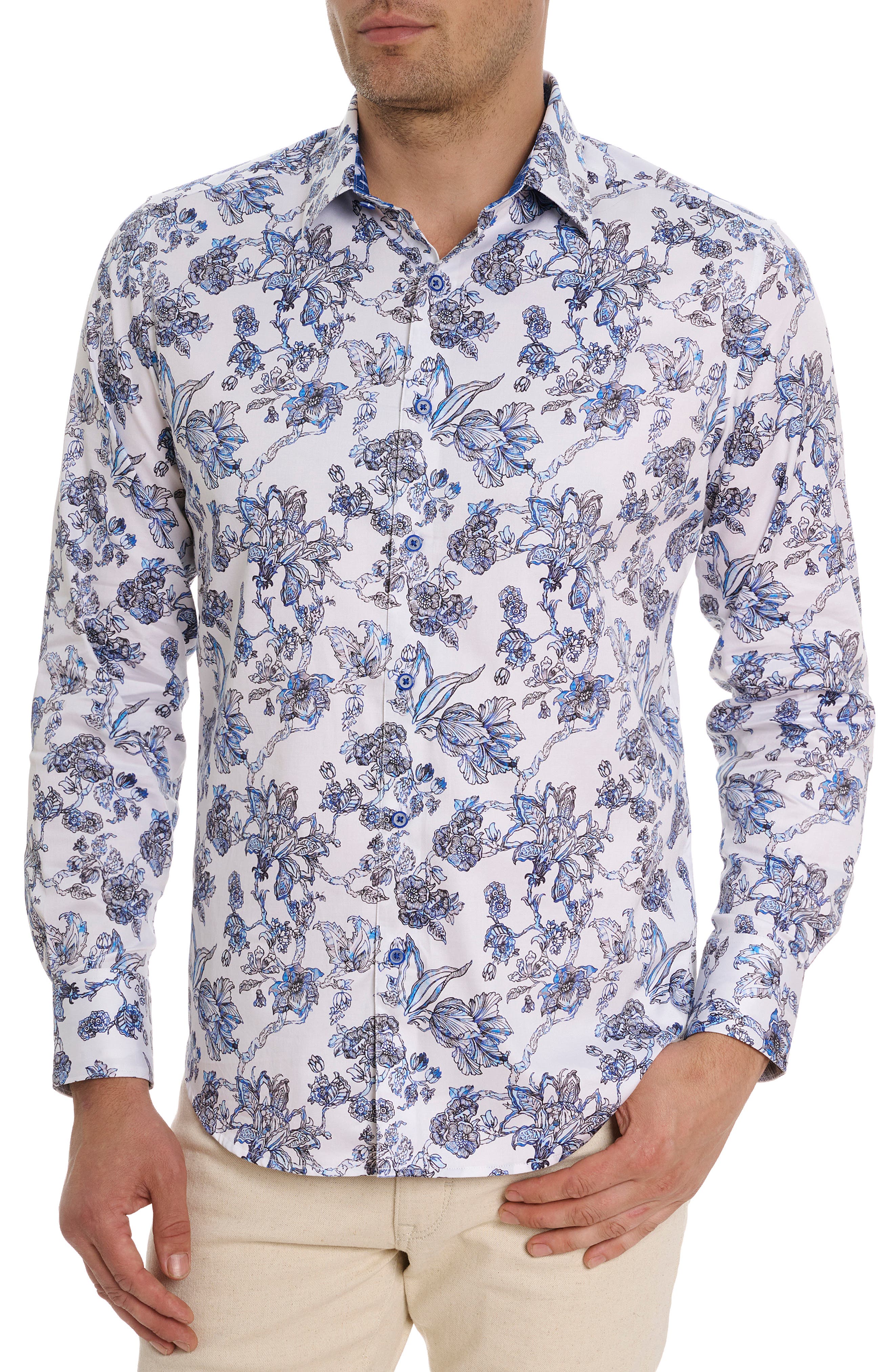 Robert Graham Sea Bloom Floral Stretch Cotton Button-Up Shirt