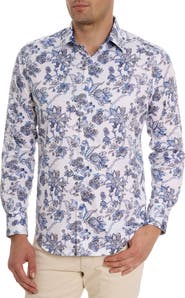 Robert Graham Sea Bloom Floral Stretch Cotton Button-Up Shirt