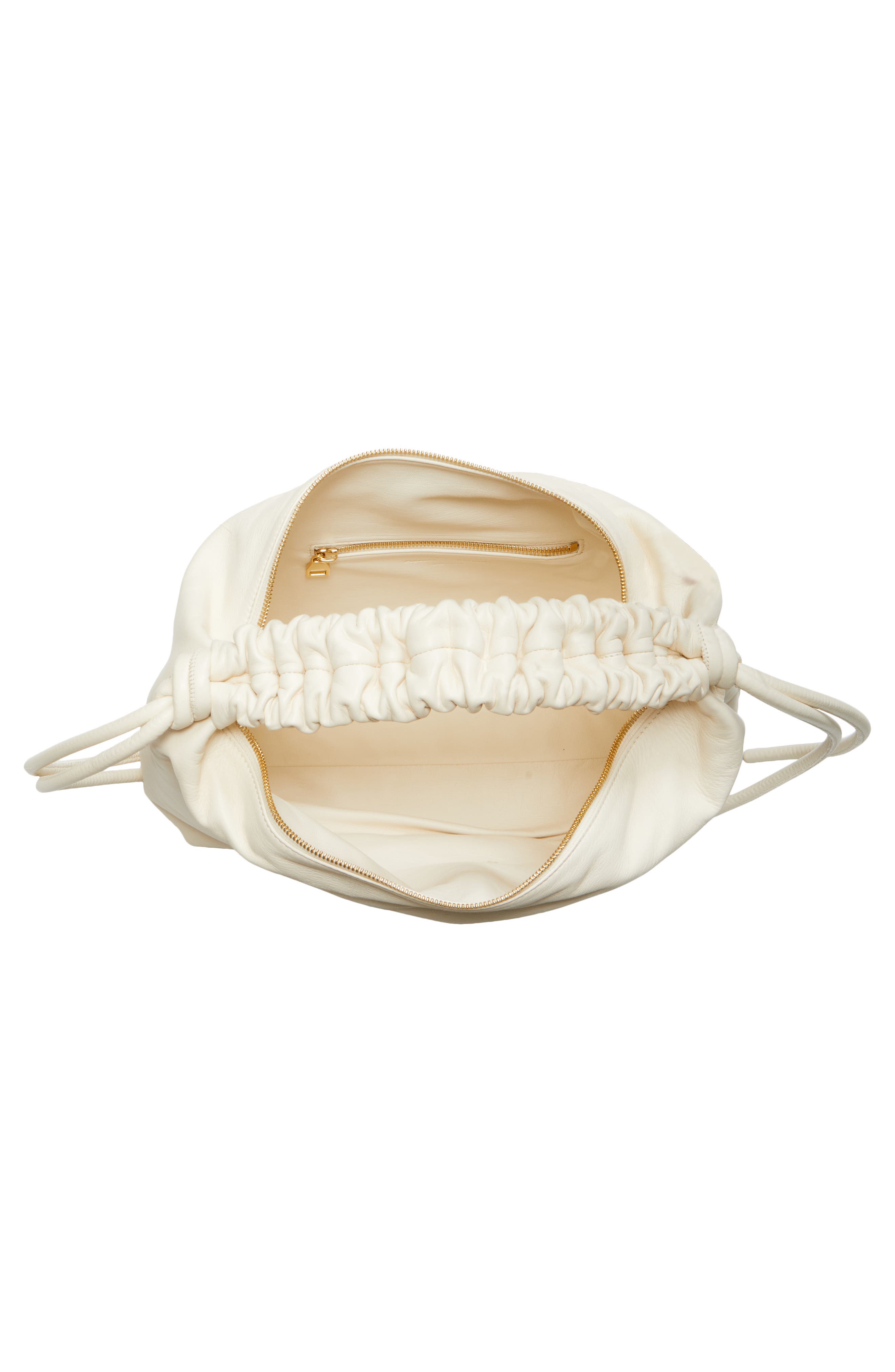 Medium Drawstring Leather Hobo, Alternate, color, IVORY