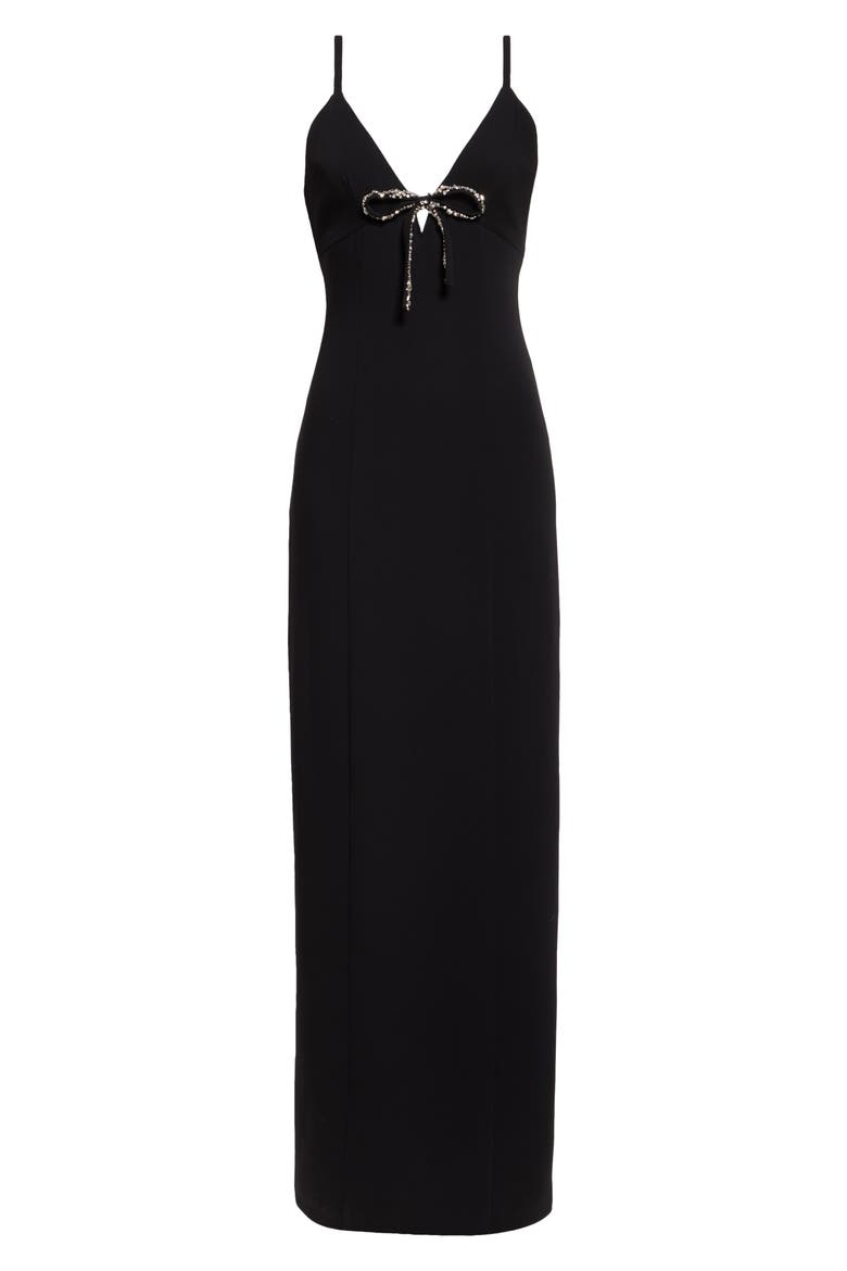 Adele Sleeveless Bow Gown, Alternate, color, BLACK