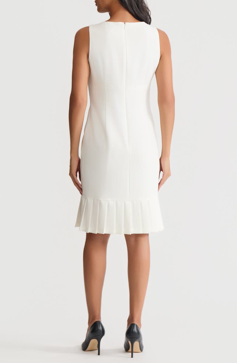 KASPER Pleat Hem Sleeveless Sheath Dress, Alternate, color, Vanilla Ice