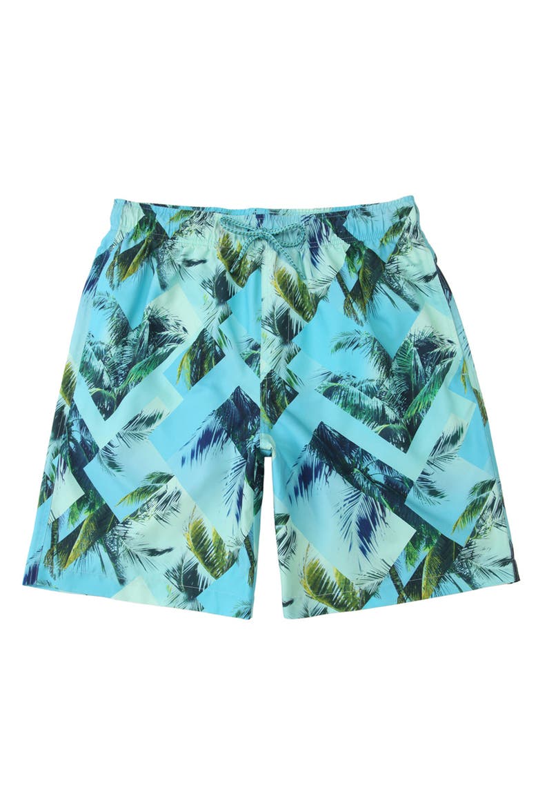 All-Day Comfort Mesh-Lined Swim Trunks, Alternate, color, Geometry palm