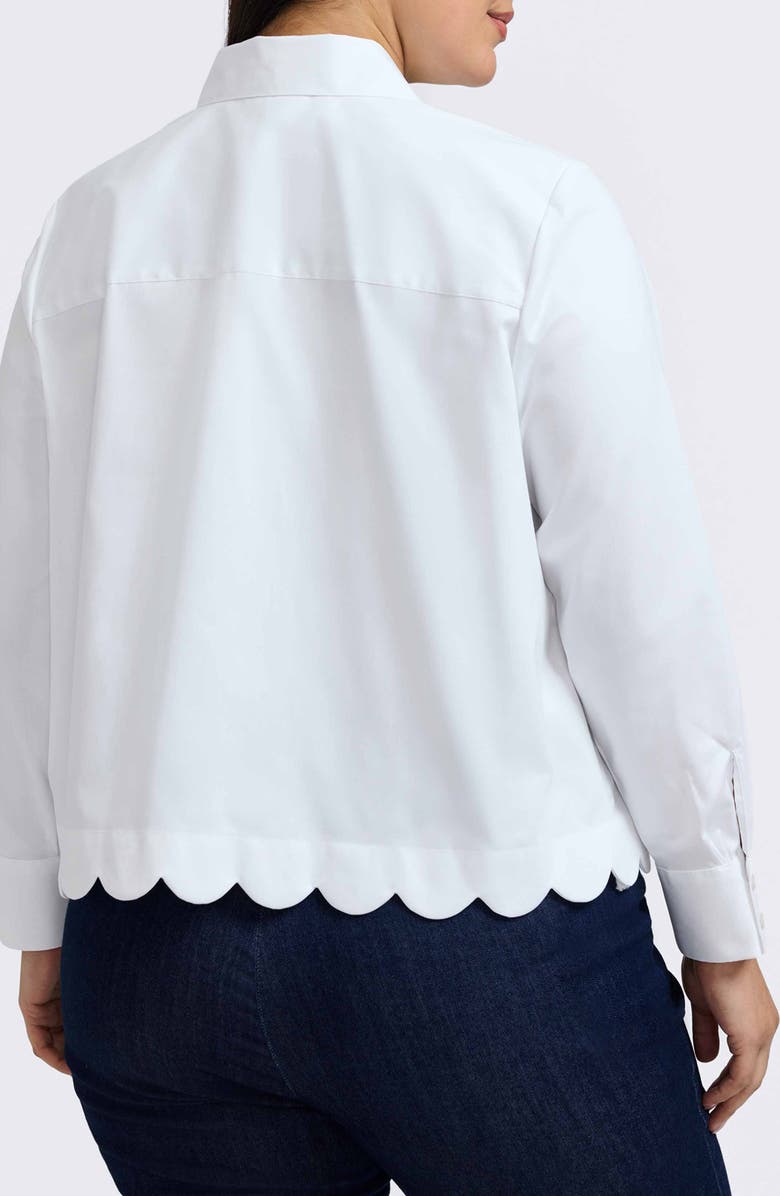 Foxcroft Scarlett Scallop Hem Button-Up Shirt, Alternate, color, White