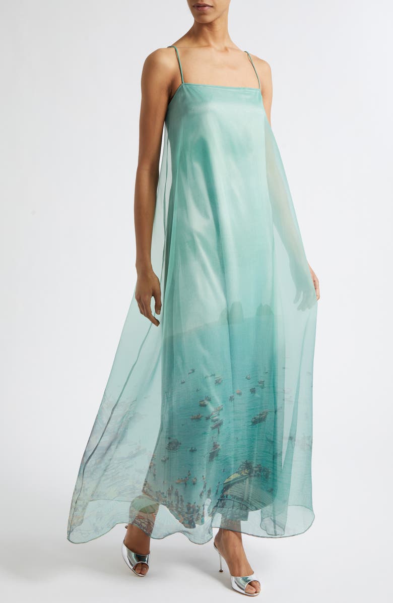 STAUD Delfina Print Organza Maxi Dress, Alternate, color, Endless Summer
