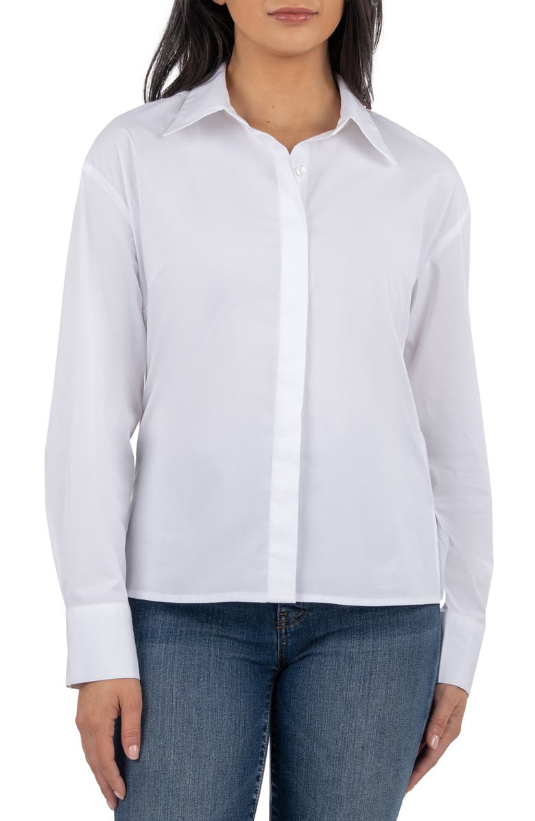 KUT from the Kloth Alara Fitted Cotton Button-Up Shirt, Main, color, 