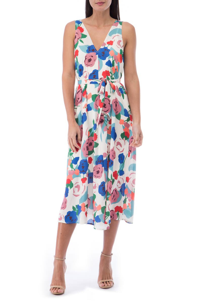 Bobeau Riley V-Neck Pleat Dress, Main, color,