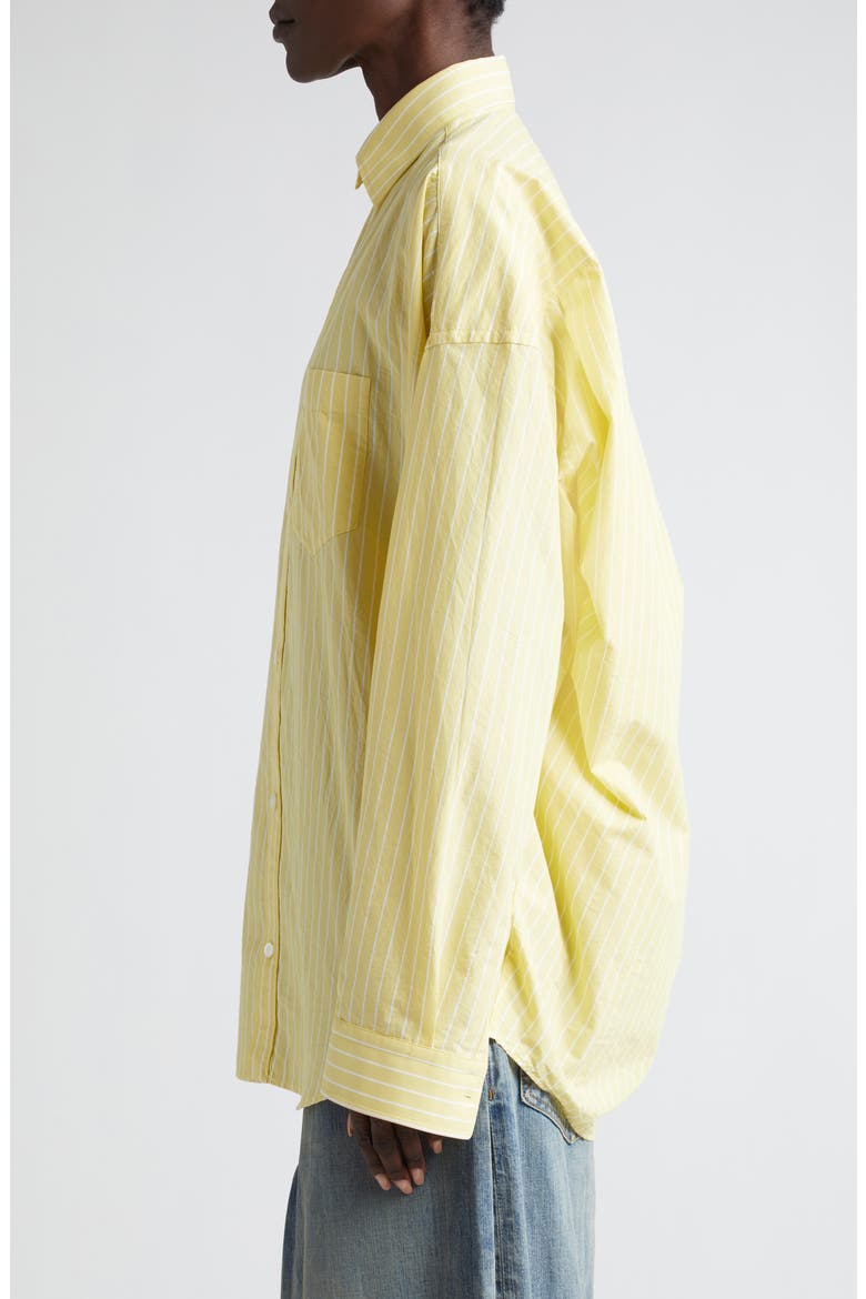 Stripe Cocoon Poplin Button-Up Shirt, Alternate, color, LIGHT YELLOW/ WHITE