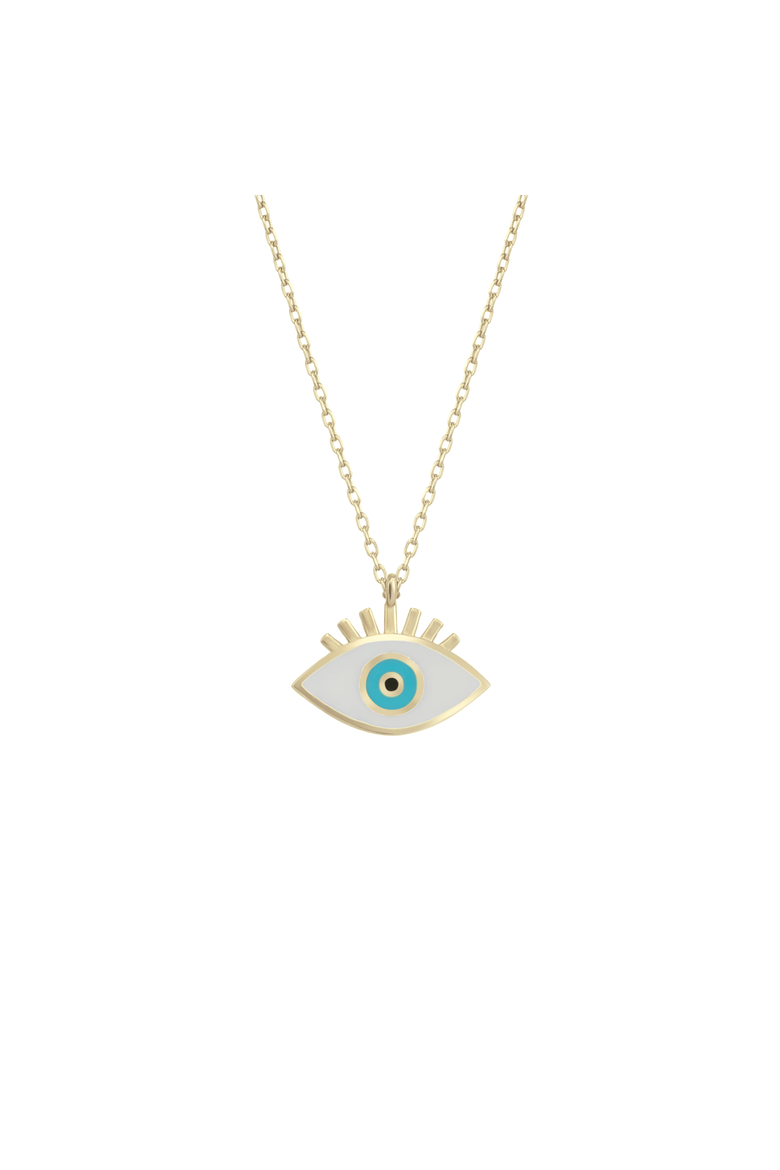 Sterling Silver Evil Eye Eyelash Necklace, Main, color, Gold