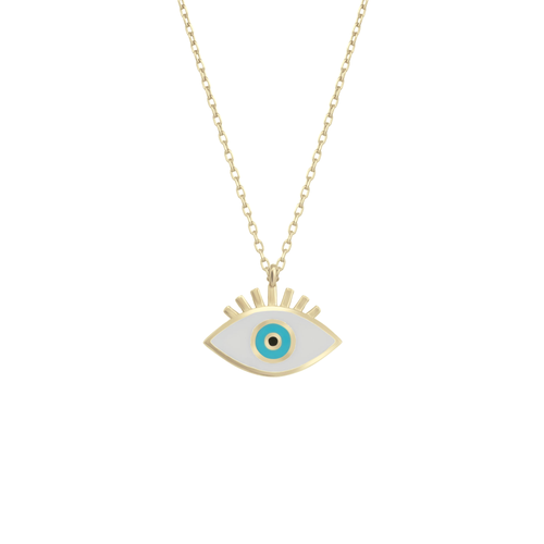Spero London Sterling Silver Evil Eye Eyelash Necklace In Gold