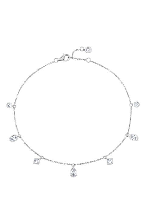 Multicut Cubic Zirconia Charm Anklet