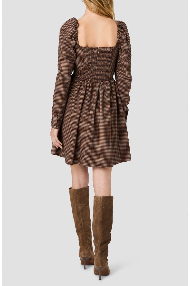 Diana Gingham Textured Balloon Sleeve Dress, Alternate, color, CHESTNUT BROWN MULTI