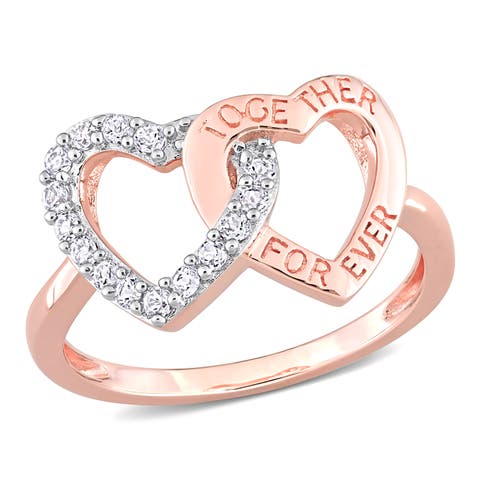 White Topaz Heart Interlocked Ring