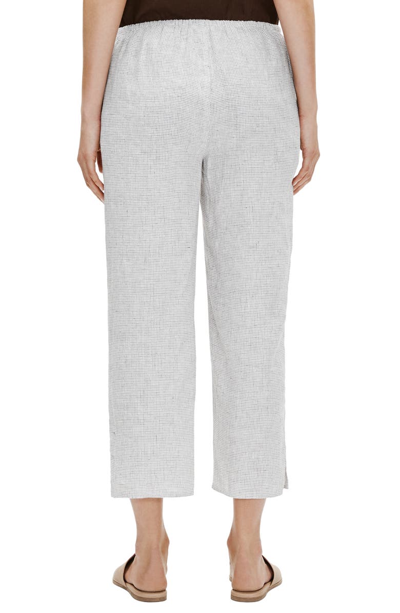 Eileen Fisher Check Organic Linen Crop Straight Leg Pants, Alternate, color, 