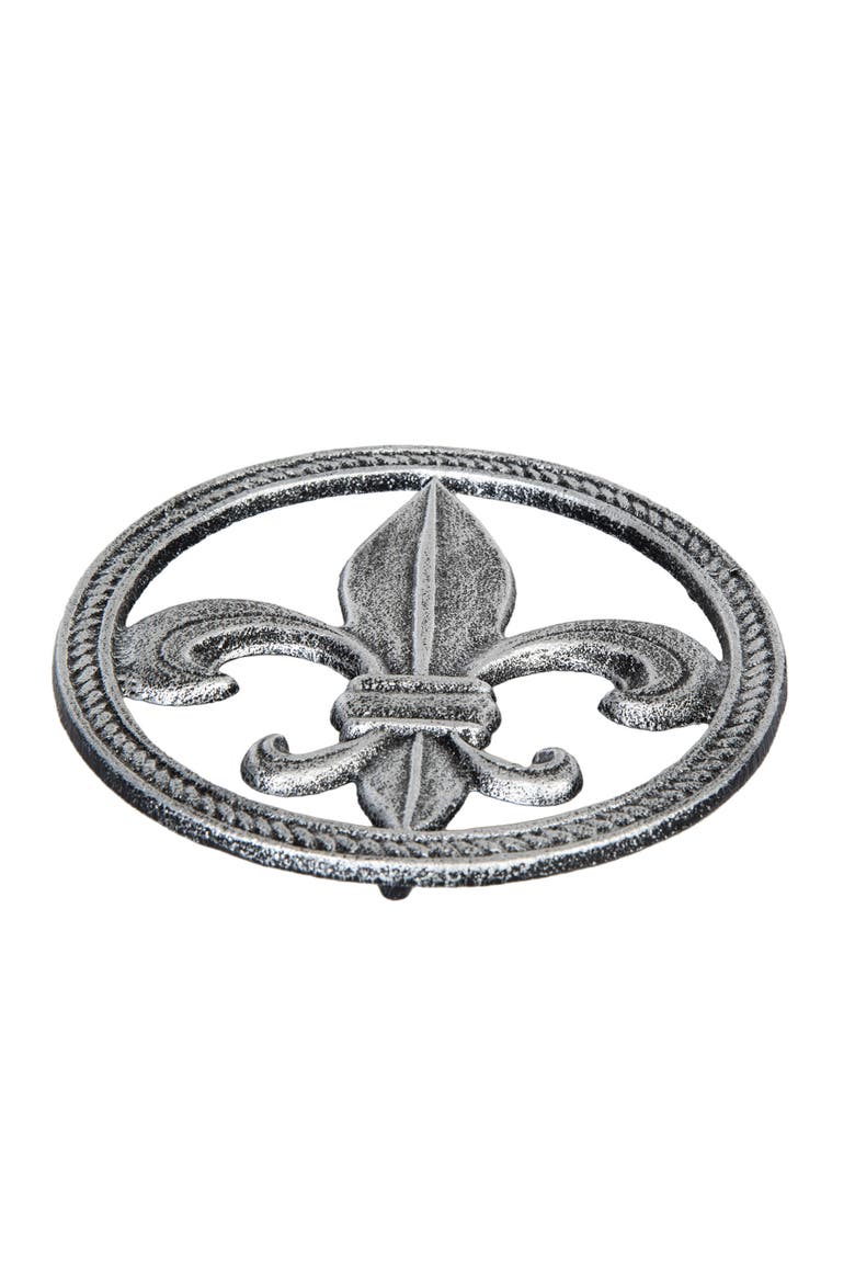 Fleur De Lis Metal Serving Kitchen Trivet 7.48", Alternate, color, Silver