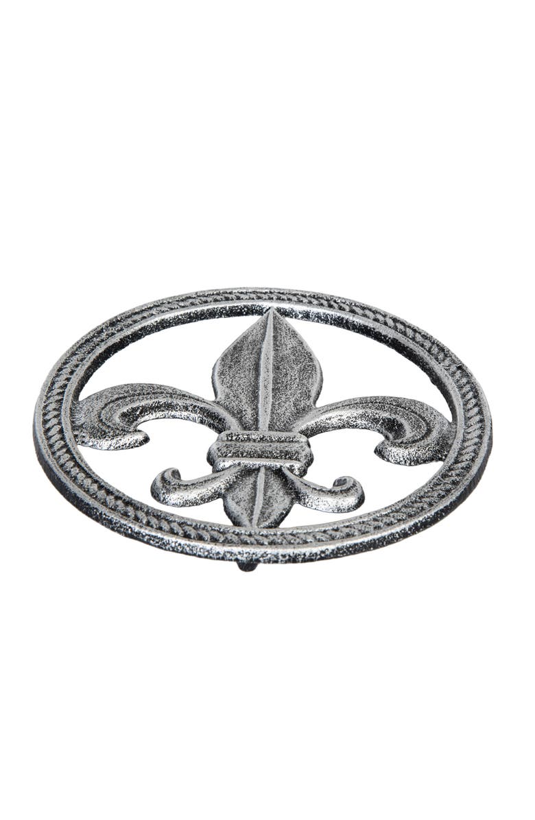 Gallerie II Fleur De Lis Metal Serving Kitchen Trivet 7.48", Alternate, color, Silver